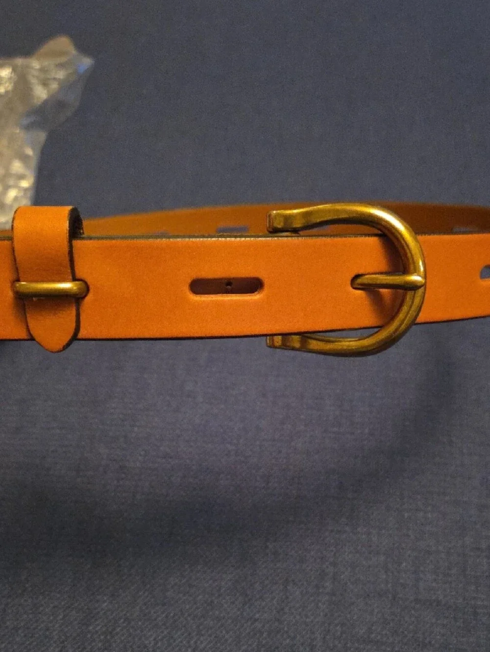 Women's J. Crew Brown Leather Belt with Brass-Tone Buckle, XXS